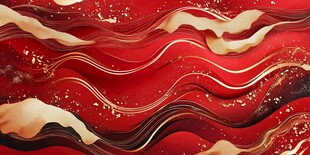 红色金纹流动艺术背景图