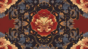 中式牡丹华丽传统花纹图案