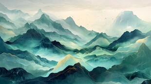 梦幻水墨群山景致