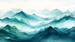 水墨绘就的层峦叠嶂美景