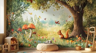梦幻森林儿童房背景墙