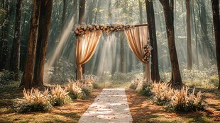 森林中的浪漫婚礼拱门