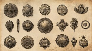 复古金属徽章集合展示