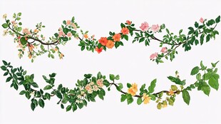 缤纷花卉藤蔓装饰图案