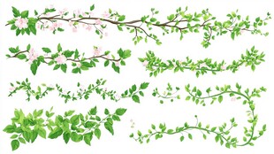 清新绿植花卉枝条元素集