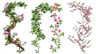 多彩花枝图案素材集合