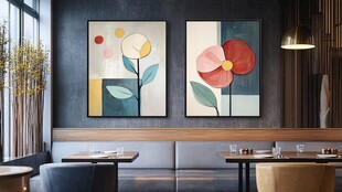 现代餐厅的艺术挂画装饰