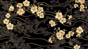 黑金花卉曲线优雅纹理图
