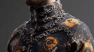 朋克风链条印花服饰展示