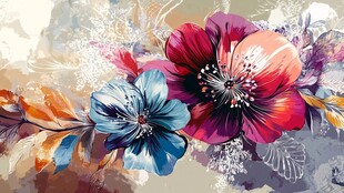 绚丽花卉水彩艺术插画