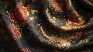 复古华丽花纹丝绸面料