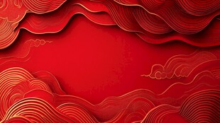 中式红金波浪背景图