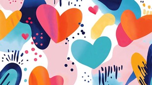 多彩爱心抽象艺术图案