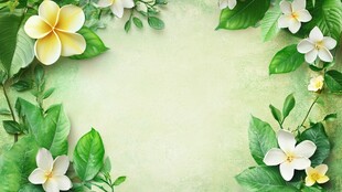 清新花卉绿叶边框背景图