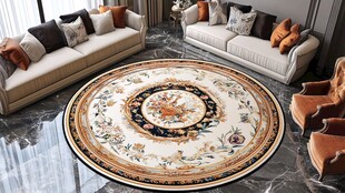 奢华客厅中的精美圆形地毯
