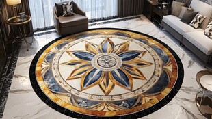 精美圆形地画装饰客厅空间