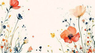 水彩花卉边框插画