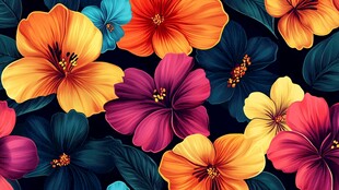 缤纷扶桑花图案背景