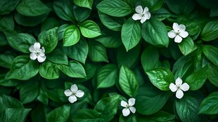 绿叶间的素雅小白花