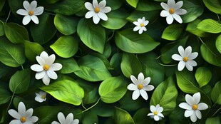 绿叶间绽放的素雅小白花