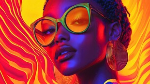 时尚炫彩非洲裔女性肖像