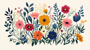缤纷花卉插画 尽显自然之美