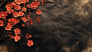 红梅映古壁 尽显东方韵