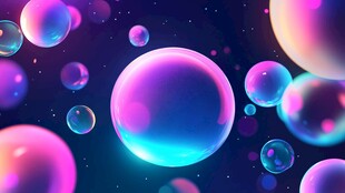 梦幻炫彩气泡在星空漂浮