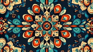 复古多彩花卉图案设计