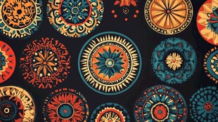 绚丽多彩民族风圆形图案