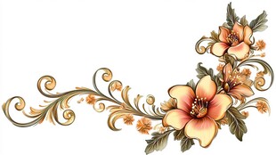 复古花卉装饰角隅图案