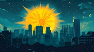 夕阳下的都市天际线