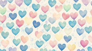 多彩心形水彩图案背景