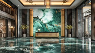 中式奢华大厅前台设计