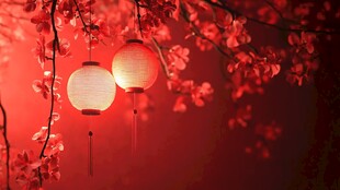 红灯笼映繁花添古韵