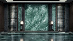 奢华中式绿大理石墙面空间
