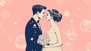 浪漫新婚夫妇甜蜜相拥