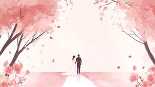 樱花下的浪漫新婚时刻