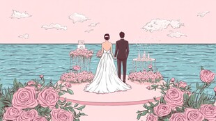 海边浪漫婚礼背影