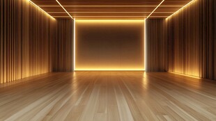 现代简约木质灯光展示空间