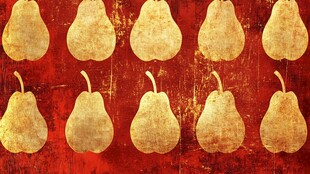 红底金色梨子图案装饰