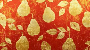 金梨红叶图案精美背景