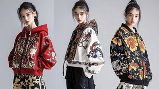 个性印花潮服模特展示