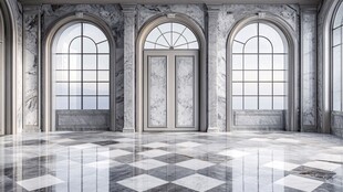 古典大理石装饰的空旷房间