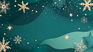 蓝绿背景上的雪花星星装饰