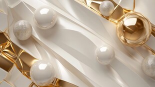 金白质感球体几何场景图