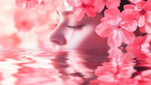 花中佳人 水映娇颜