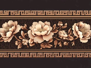 中式牡丹雕花装饰图案