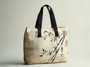 中式水墨风手提帆布包