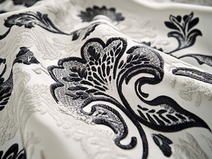 黑白花卉纹理精美织物